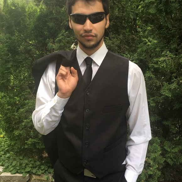 🛍️#2187 EUC J. Ferrar Modern Fit Men’s 3 Piece Black Suit - Picture 8 of 16